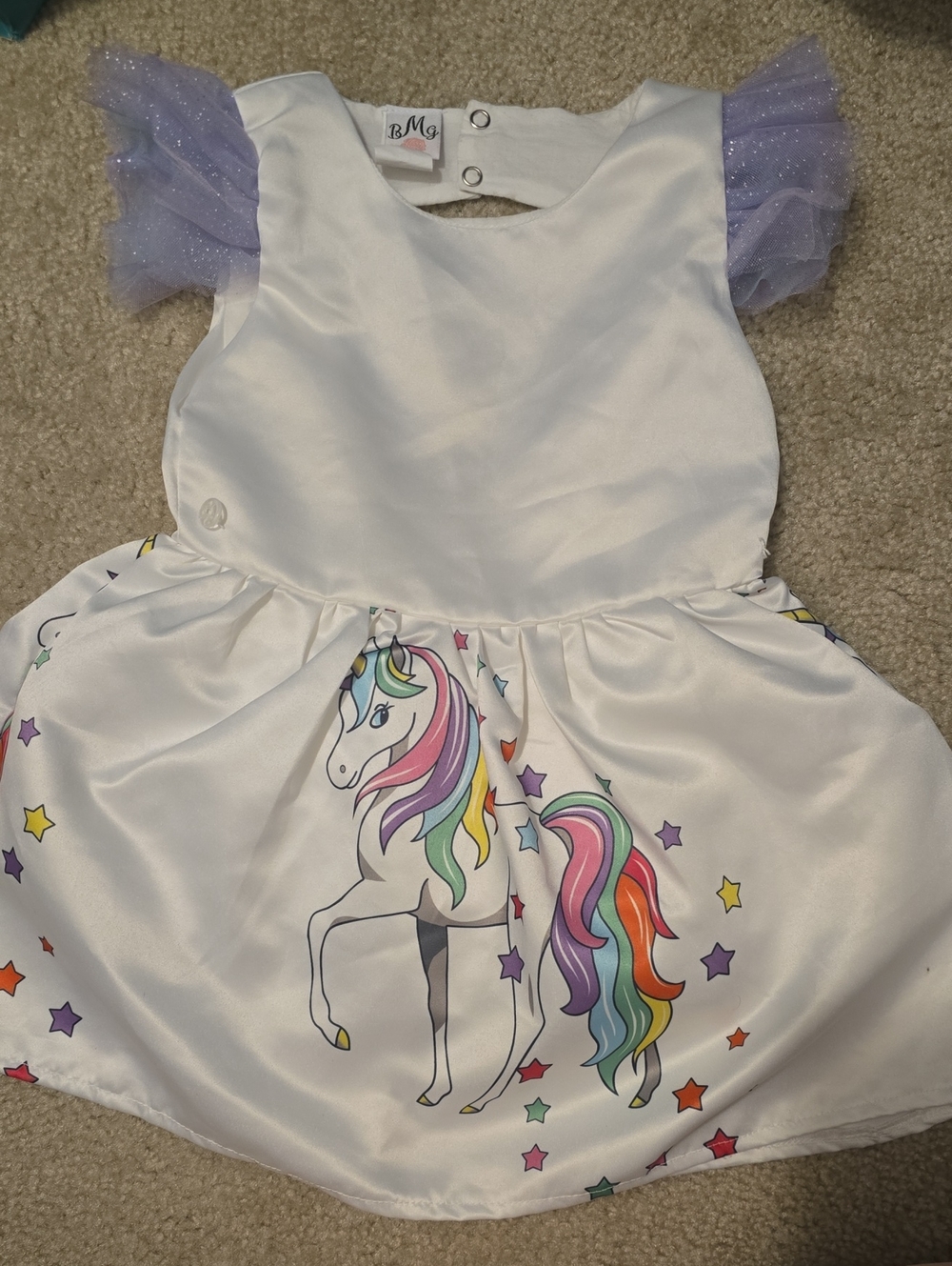 Rainbow Unicorn Tulle & Satin Dress